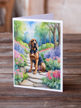 Load image into Gallery viewer, Bloodhound Spring Path Greeting Cards - Blank Note Cards – 8-Pack of Artist-Designed Cards with Envelopes