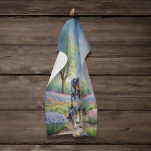 Load image into Gallery viewer, Bluetick Coonhound Spring Path Kitchen Towel