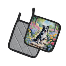 Load image into Gallery viewer, Border Collie Spring Path Pot Holders - Set of 2 Decorative Kitchen Helpers | Made in the USA