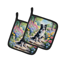 Load image into Gallery viewer, Border Collie Spring Path Pot Holders - Set of 2 Decorative Kitchen Helpers | Made in the USA