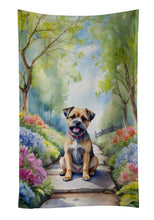 Load image into Gallery viewer, Border Terrier Spring Path Kitchen Towel