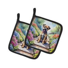 Load image into Gallery viewer, Border Terrier Spring Path Pot Holders - Set of 2 Decorative Kitchen Helpers | Made in the USA