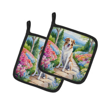 Load image into Gallery viewer, Borzoi Spring Path Pot Holders - Set of 2 Decorative Kitchen Helpers | Made in the USA