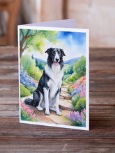 Load image into Gallery viewer, Borzoi Spring Path Greeting Cards - Blank Note Cards – 8-Pack of Artist-Designed Cards with Envelopes