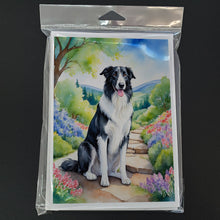 Load image into Gallery viewer, Borzoi Spring Path Greeting Cards - Blank Note Cards – 8-Pack of Artist-Designed Cards with Envelopes