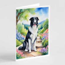 Load image into Gallery viewer, Borzoi Spring Path Greeting Cards - Blank Note Cards – 8-Pack of Artist-Designed Cards with Envelopes