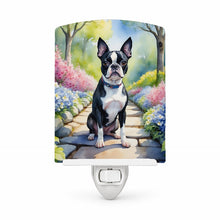Load image into Gallery viewer, Boston Terrier Spring Path Ceramic Night Light Compact, UL-Certified, Ideal for Bedroom, Bathroom, Nursery, Hallway, Kitchen, 6x4x3, Multicolor