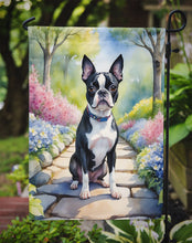 Load image into Gallery viewer, Boston Terrier Spring Path Garden Flag  – Dog-Themed Floral Outdoor Decor