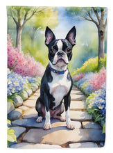Load image into Gallery viewer, Boston Terrier Spring Path Garden Flag  – Dog-Themed Floral Outdoor Decor