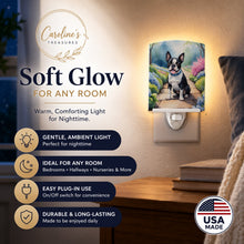 Load image into Gallery viewer, Boston Terrier Spring Path Ceramic Night Light Compact, UL-Certified, Ideal for Bedroom, Bathroom, Nursery, Hallway, Kitchen, 6x4x3, Multicolor