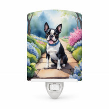Load image into Gallery viewer, Boston Terrier Spring Path Ceramic Night Light Compact, UL-Certified, Ideal for Bedroom, Bathroom, Nursery, Hallway, Kitchen, 6x4x3, Multicolor