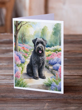 Load image into Gallery viewer, Bouvier des Flandres Spring Path Greeting Cards - Blank Note Cards – 8-Pack of Artist-Designed Cards with Envelopes