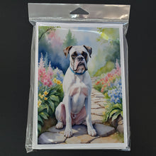 Load image into Gallery viewer, White Boxer Spring Path Greeting Cards - Blank Note Cards – 8-Pack of Artist-Designed Cards with Envelopes