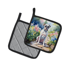 Load image into Gallery viewer, White Boxer Spring Path Pot Holders - Set of 2 Decorative Kitchen Helpers | Made in the USA