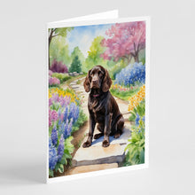 Load image into Gallery viewer, Boykin Spaniel Spring Path Greeting Cards - Blank Note Cards – 8-Pack of Artist-Designed Cards with Envelopes