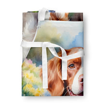 Load image into Gallery viewer, Brittany Spaniel Spring Path Apron – Artist-Designed Kitchen, BBQ &amp; Craft Apron