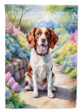 Load image into Gallery viewer, Brittany Spaniel Spring Path House Flag