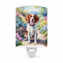 Load image into Gallery viewer, Brittany Spaniel Spring Path Ceramic Night Light Compact, UL-Certified, Ideal for Bedroom, Bathroom, Nursery, Hallway, Kitchen, 6x4x3, Multicolor