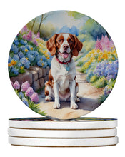 Load image into Gallery viewer, Brittany Spaniel Spring Path Large Sandstone Coasters Pack of 4