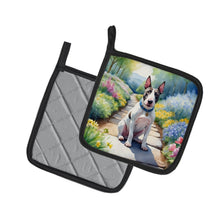 Load image into Gallery viewer, Bull Terrier Spring Path Pot Holders - Set of 2 Decorative Kitchen Helpers | Made in the USA