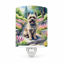 Load image into Gallery viewer, Cairn Terrier Spring Path Ceramic Night Light Compact, UL-Certified, Ideal for Bedroom, Bathroom, Nursery, Hallway, Kitchen, 6x4x3, Multicolor