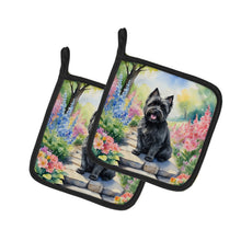 Load image into Gallery viewer, Cairn Terrier Spring Path Pot Holders - Set of 2 Decorative Kitchen Helpers | Made in the USA