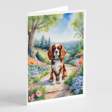 Load image into Gallery viewer, Cavalier Spaniel Spring Path Greeting Cards - Blank Note Cards – 8-Pack of Artist-Designed Cards with Envelopes