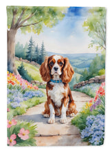 Load image into Gallery viewer, Cavalier Spaniel Spring Path Garden Flag  – Dog-Themed Floral Outdoor Decor