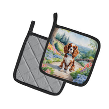 Load image into Gallery viewer, Cavalier Spaniel Spring Path Pot Holders - Set of 2 Decorative Kitchen Helpers | Made in the USA