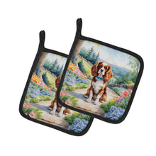 Load image into Gallery viewer, Cavalier Spaniel Spring Path Pot Holders - Set of 2 Decorative Kitchen Helpers | Made in the USA