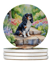 Load image into Gallery viewer, Cavalier Spaniel Spring Path Large Sandstone Coasters Pack of 4