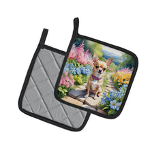 Load image into Gallery viewer, Chihuahua Spring Path Pot Holders - Set of 2 Decorative Kitchen Helpers | Made in the USA