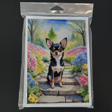 Load image into Gallery viewer, Chihuahua Spring Path Greeting Cards - Blank Note Cards – 8-Pack of Artist-Designed Cards with Envelopes