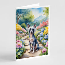 Load image into Gallery viewer, Chinese Crested Spring Path Greeting Cards - Blank Note Cards – 8-Pack of Artist-Designed Cards with Envelopes