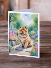 Load image into Gallery viewer, Chow Chow Spring Path Greeting Cards - Blank Note Cards – 8-Pack of Artist-Designed Cards with Envelopes
