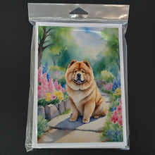 Load image into Gallery viewer, Chow Chow Spring Path Greeting Cards - Blank Note Cards – 8-Pack of Artist-Designed Cards with Envelopes