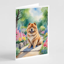 Load image into Gallery viewer, Chow Chow Spring Path Greeting Cards - Blank Note Cards – 8-Pack of Artist-Designed Cards with Envelopes