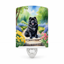 Load image into Gallery viewer, Chow Chow Spring Path Ceramic Night Light Compact, UL-Certified, Ideal for Bedroom, Bathroom, Nursery, Hallway, Kitchen, 6x4x3, Multicolor
