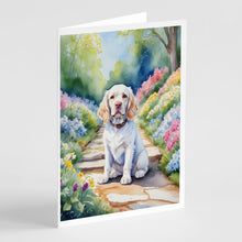 Load image into Gallery viewer, Clumber Spaniel Spring Path Greeting Cards - Blank Note Cards – 8-Pack of Artist-Designed Cards with Envelopes