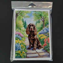 Load image into Gallery viewer, Cocker Spaniel Spring Path Greeting Cards - Blank Note Cards – 8-Pack of Artist-Designed Cards with Envelopes
