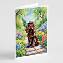 Load image into Gallery viewer, Cocker Spaniel Spring Path Greeting Cards - Blank Note Cards – 8-Pack of Artist-Designed Cards with Envelopes