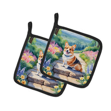 Load image into Gallery viewer, Corgi Spring Path Pot Holders - Set of 2 Decorative Kitchen Helpers | Made in the USA