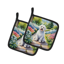 Load image into Gallery viewer, Coton de Tulear Spring Path Pot Holders - Set of 2 Decorative Kitchen Helpers | Made in the USA
