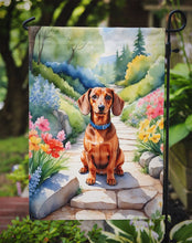 Load image into Gallery viewer, Dachshund Spring Path Garden Flag  – Dog-Themed Floral Outdoor Decor