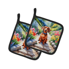 Load image into Gallery viewer, Dachshund Spring Path Pot Holders - Set of 2 Decorative Kitchen Helpers | Made in the USA