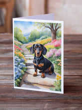 Load image into Gallery viewer, Dachshund Spring Path Greeting Cards - Blank Note Cards – 8-Pack of Artist-Designed Cards with Envelopes