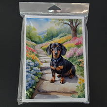 Load image into Gallery viewer, Dachshund Spring Path Greeting Cards - Blank Note Cards – 8-Pack of Artist-Designed Cards with Envelopes
