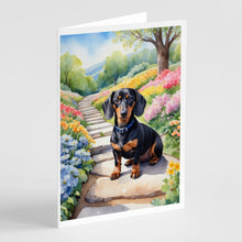 Load image into Gallery viewer, Dachshund Spring Path Greeting Cards - Blank Note Cards – 8-Pack of Artist-Designed Cards with Envelopes