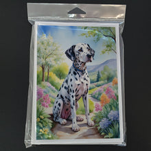 Load image into Gallery viewer, Dalmatian Spring Path Greeting Cards - Blank Note Cards – 8-Pack of Artist-Designed Cards with Envelopes
