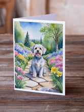 Load image into Gallery viewer, Dandie Dinmont Terrier Spring Path Greeting Cards - Blank Note Cards – 8-Pack of Artist-Designed Cards with Envelopes